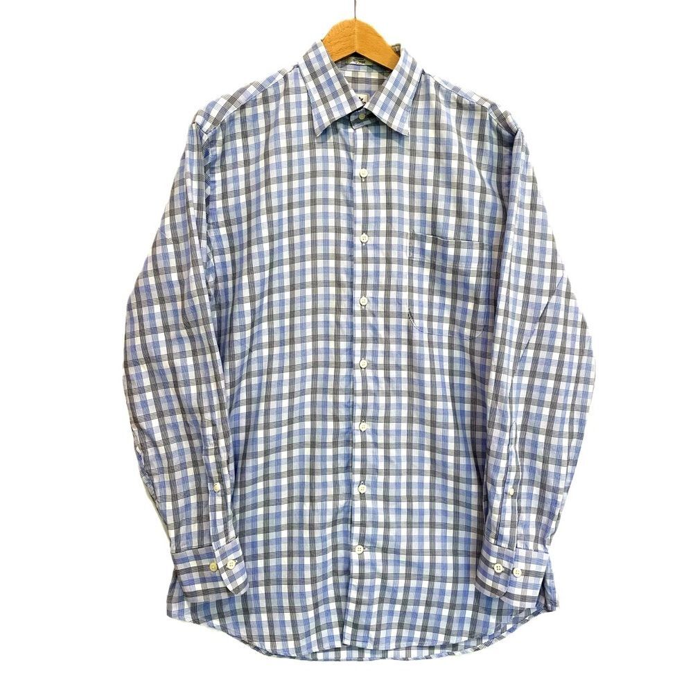 Peter Millar Striped Plaid Long Sleeve Button Down Dress Shirt Mens Size M